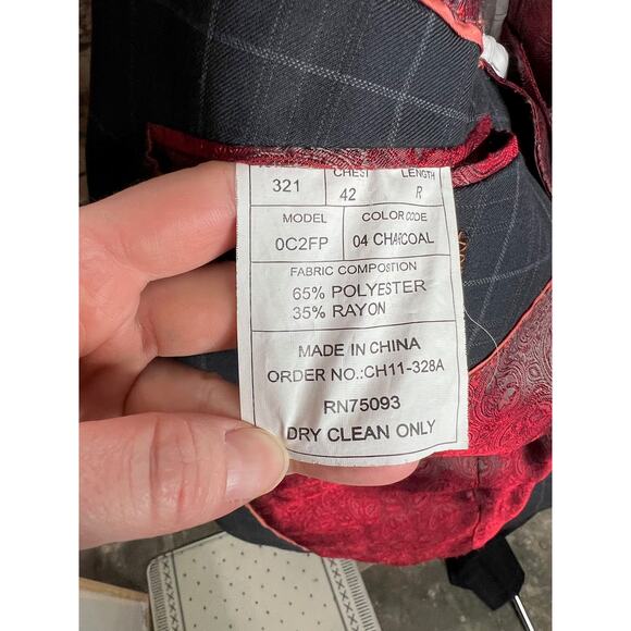 Angelo di Franco suit plaid charcoal white - Picture 14 of 16